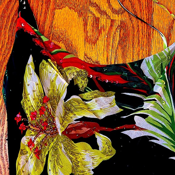 ❤️StunningAlberto Makali100% SilkBeaded&Sequined.GorgeousFloralLeaf patternEUC10 - Picture 8 of 10
